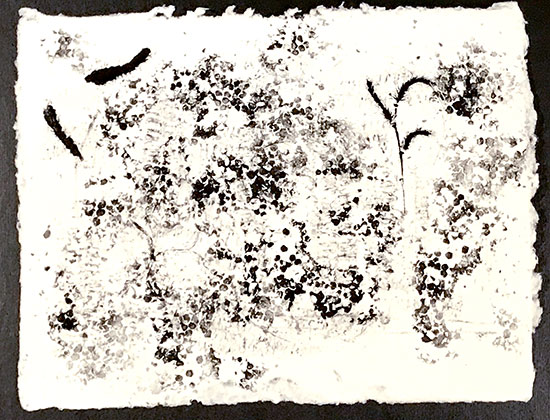 ink on handmade cotton paper with linen pulp paint
